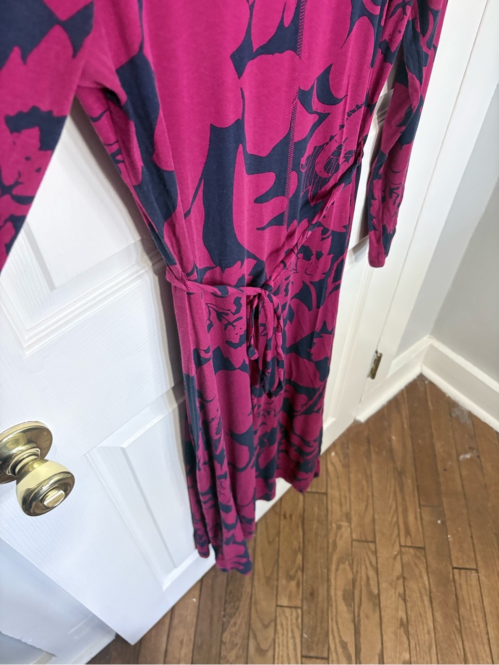 Boden | Lucy Jersey Midi Dress | Wine Burgundy Navy Floral Size 10R - Picture 6 of 10